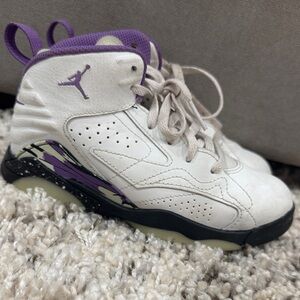 Kids White and Purple Jordans